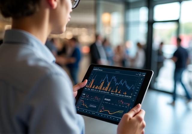 Retail executive reviewing predictive sales data